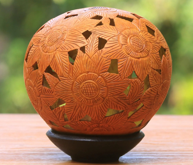 An Elegant Coconut Shell Carving.