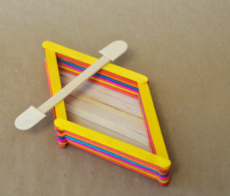 Colorful Paddle Boat Made From Icecream Sticks.