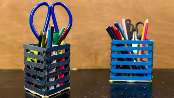 Colorful pencil Holders Made By Icecream Sticks.