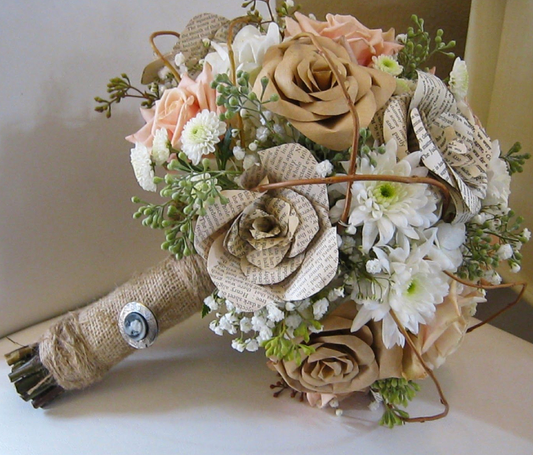 Beautiful Gray Colored Flower Bouquet With Newspapers