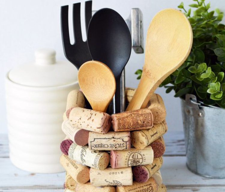 Creative Spoon Holder With Wine Corks.