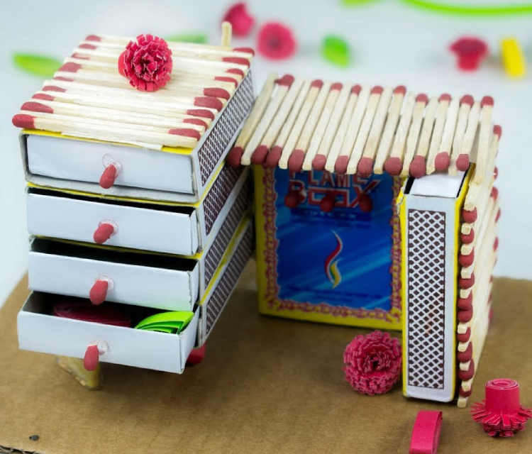 How to make a pencil case from matchboxes and cardboard / The best out of  waste / DIY pencil box 