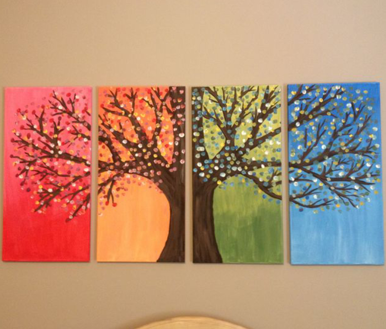 A Large Tree Drawing In Canvas.